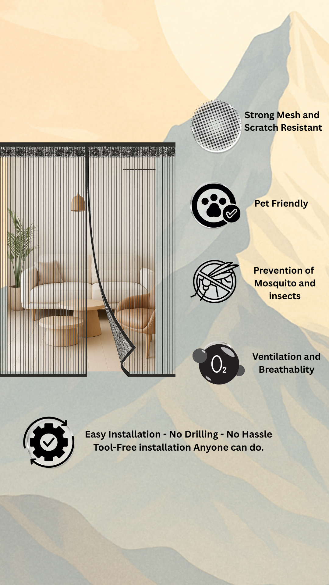 Mesh Screen Net Home Magnetic Foldable Anti Mosquito Door Curtains