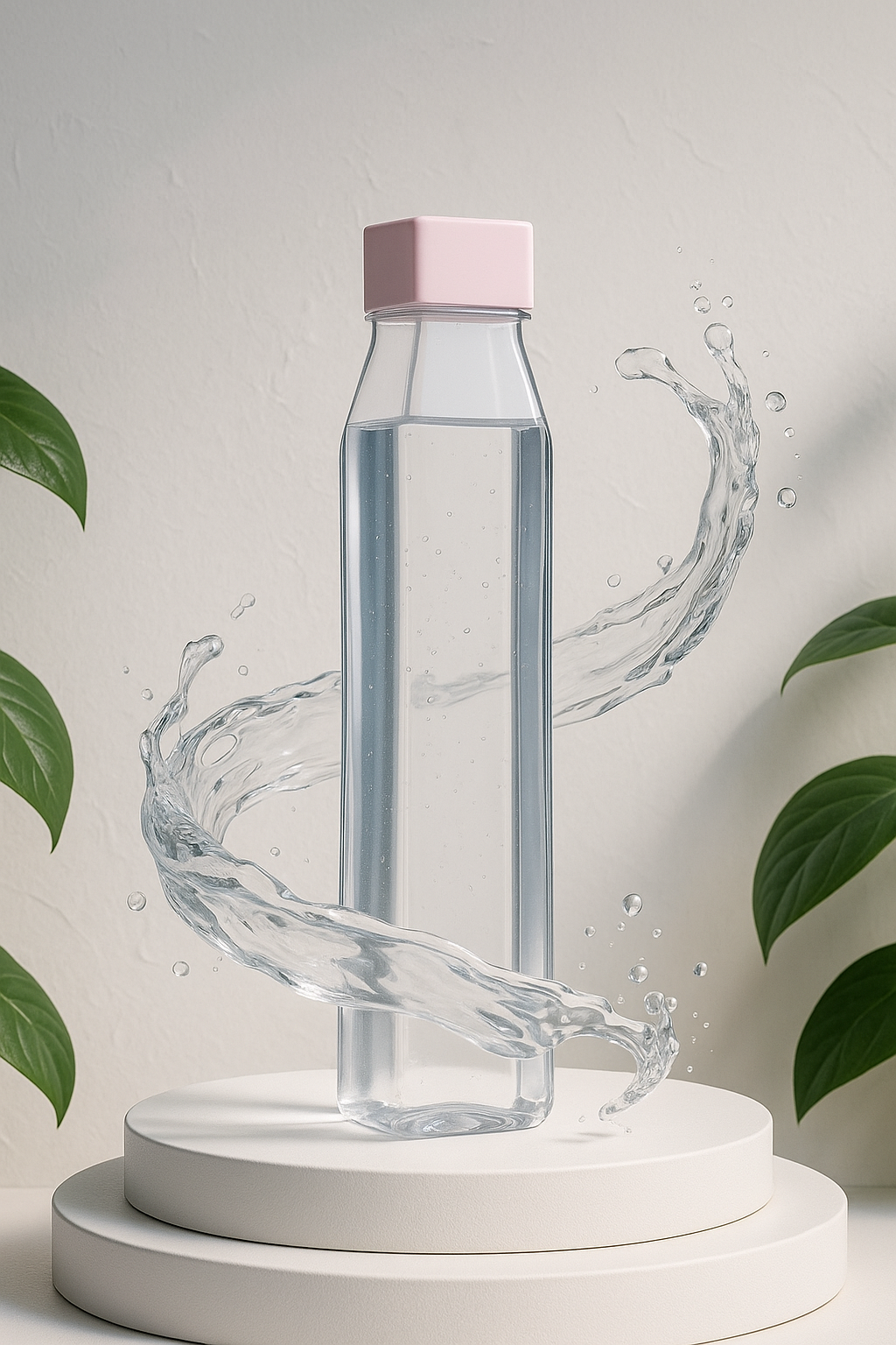 Elegant Minimalist Water Bottle with Pastel Square Cap - 800ml Pack of 3