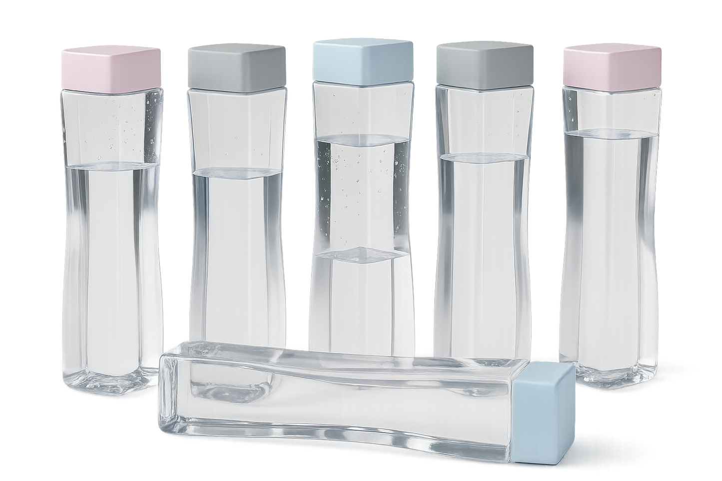 Elegant Minimalist Water Bottle with Pastel Square Cap - 800ml Pack of 3