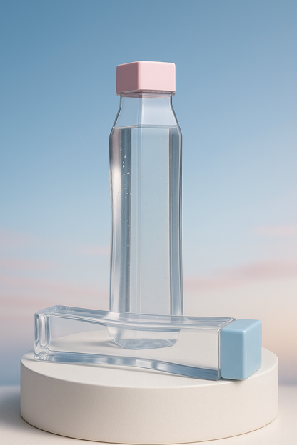 Elegant Minimalist Water Bottle with Pastel Square Cap - 800ml Pack of 3